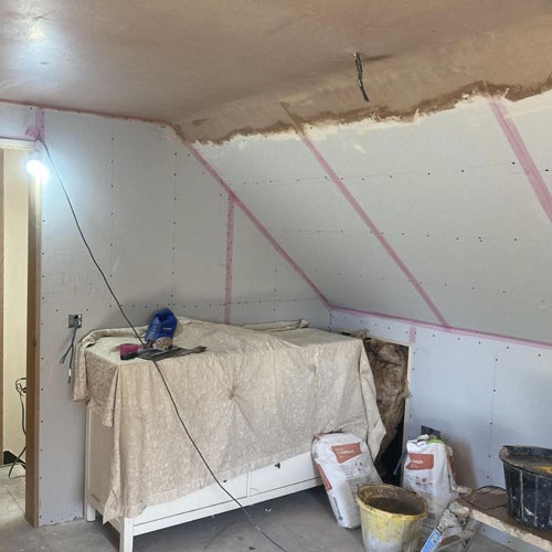example of WPPlastering's application of plasterboard on ceilings and walls